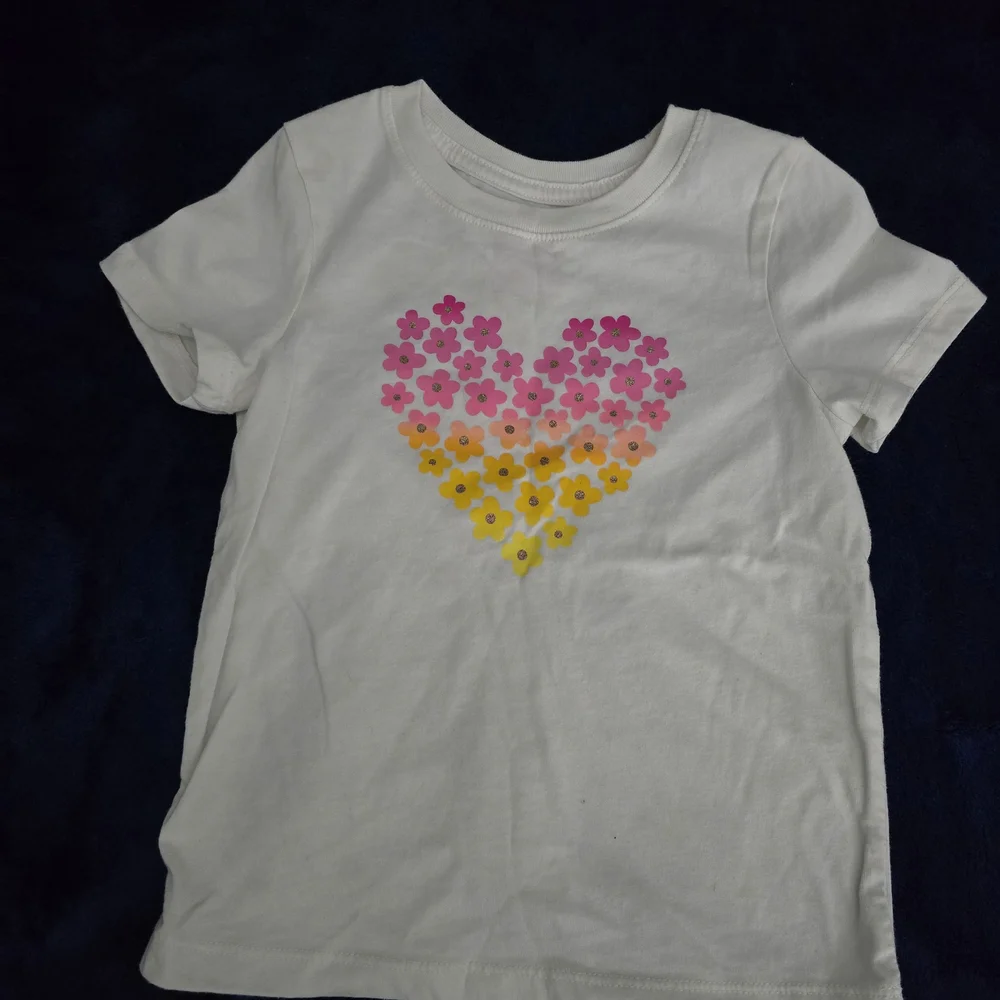 Cat & Jack White Tee with Pink and Yellow Floral Heart